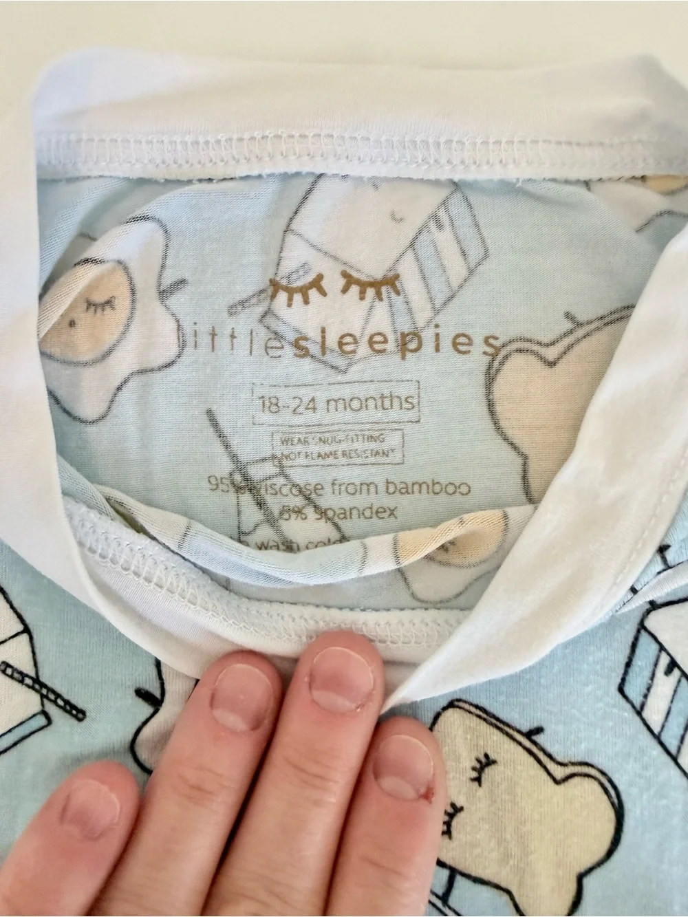 Little Sleepies Blue Breakfast Long-sleeve Pjs (size 18-24M)